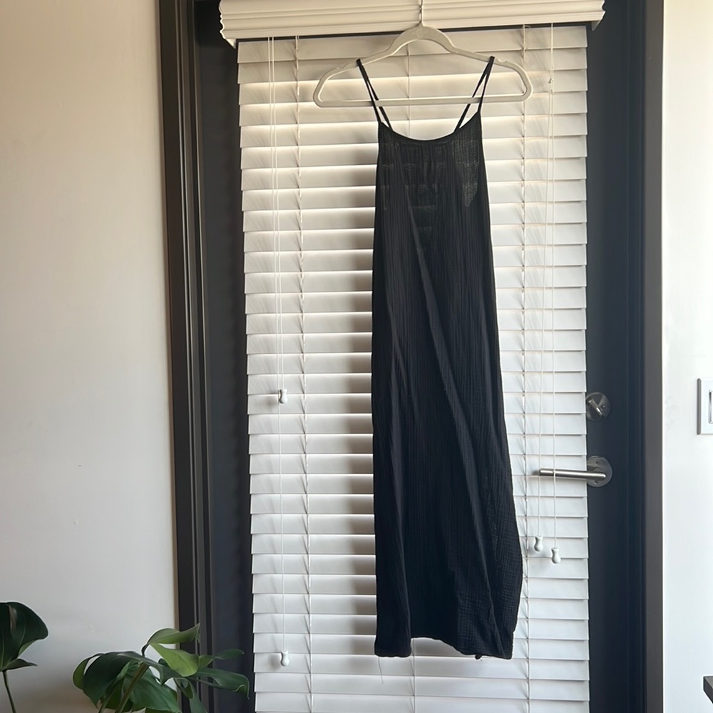 Zara Black cotton Gauze midi dresd